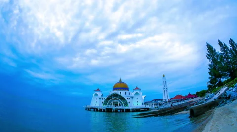 Static view of the floating mosque in Melaka Stock-Footage 63494810