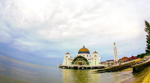 Static view of the floating mosque in Melaka Stock Footage 64577836