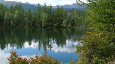 Static view to forest mountain lake Aru-Kem. Altai 動画素材 103385082