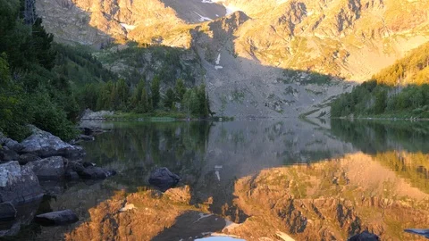 Static view to forest mountain lake. Altai Stock Footage 103391205