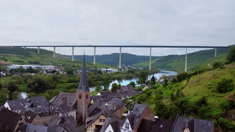 Static View of Hochmoselbrucke Bridge Over Zeltingen Germany Stock Footage 339450852