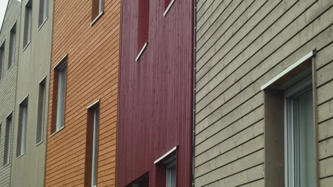 A static view of the horizontal and vertical wood siding in the town of Stock Footage 333683640