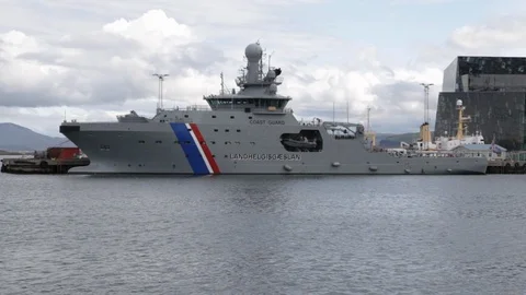 Static View of Icelandic Coast Guard Ship Stock Footage 99009241
