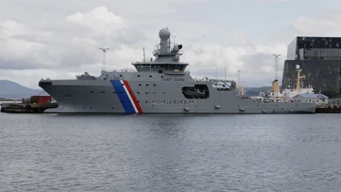 Static View of Icelandic Coast Guard Ship Stock Footage 103682414