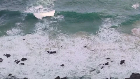 Static view of Indian ocean full of waves crashing into ocean cliff rocks Stock Footage 209914959
