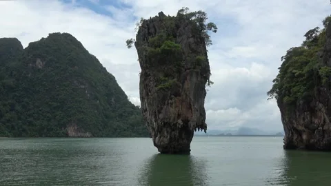 Static view of Ko Ta Pu an islet within the Khao Phing Kan 4k Stock Footage 254855595