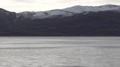 Static View of Lake Ferguson and Snowy Mountains in Greenland Stock-Footage 345655891