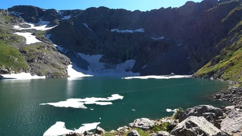 Static view to mountain lake with floe. Altai Stock Footage 103373930