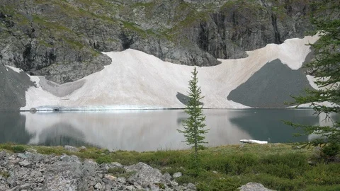 Static view to mountain lake with glacier. Altai Stock Footage 103378510