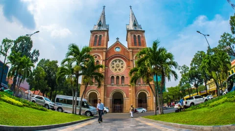Static view of the Notre-Dame Cathedral in Ho Chi Minh City Stock-Footage 62257922