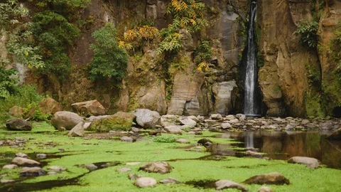 Static view of the picturesque waterfall Stock Footage 104597307