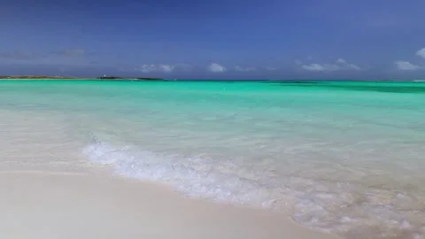 Static View of Pristine Caribbean Beach with White Sand and Turquoise Water Stock Footage 333226869