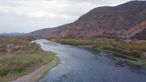 Static view of a river along a road Stock Footage 159682390