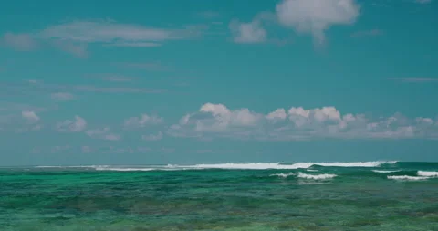 Static view of sea. The endless horizon, ocean waves roll towards the camera Stock Footage 220811032