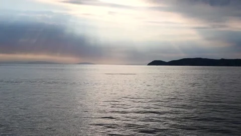 Static view of seascape at sunset with clouds. Stock Footage 137674362