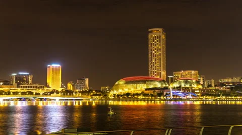 Static view of the skyline of the bay at night 스톡 동영상 64086261