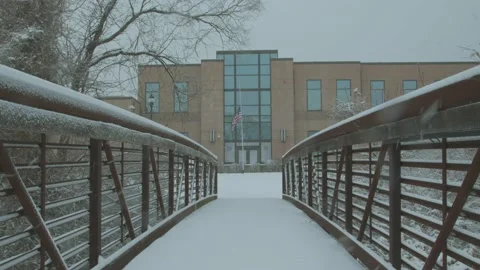Static view of a small foot bridge over a river in Durango Colorado, USA Stock Footage 192767290