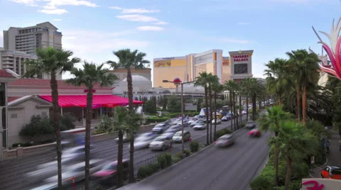 Static view of sped up traffic on Las Vegas Boulevard. Stock Footage 52324457