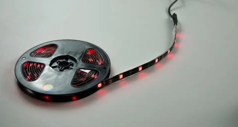 Static view stationary on roll colored indoor led lights flashing with all Stock Photos