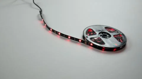 Static view stationary on roll colored indoor led lights flashing with all Stock Photos