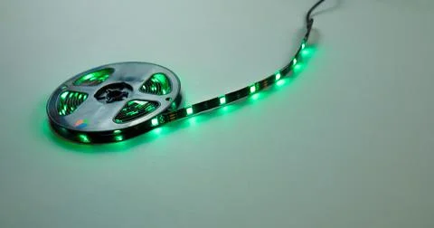 Static view stationary on roll colored indoor led lights flashing with all Stock Photos