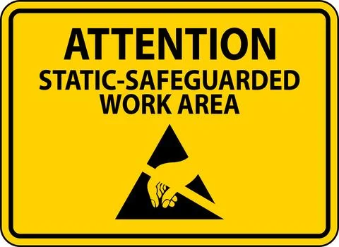 Static Warning Sign Attention - Static-Safeguarded Work Area Stock Illustration