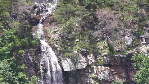 Static waterfall shot then long zoom out Stock Footage 91947106