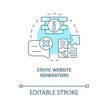 Static website generators turquoise concept icon Stock Illustration