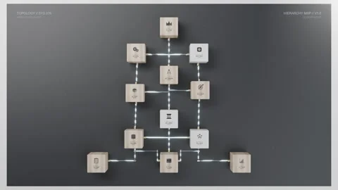 Static wide angle framing of company tree structure on drafting board, 4K Vídeo Stock 347973736