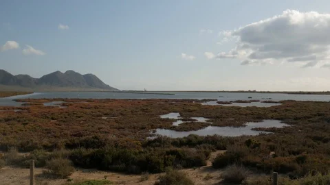 Static wide shot of "cabo de Gata" a famous cape in the south of Spain Stock Footage 121688666