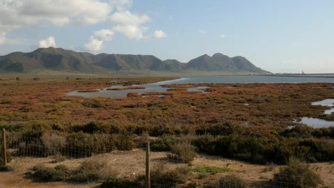 Static wide shot of "cabo de Gata" a famous cape in the south of Spain Stock Footage 121704172