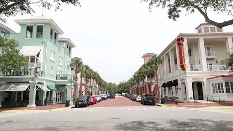 Static wide shot of town center Video stock 245452845