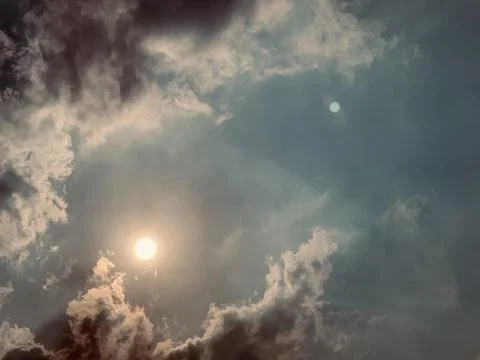 Static Wide Sky View with Sun and Clouds Over Jakarta Stock Photos