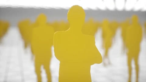 A Static of yellow business man in group of business people shiloutete Stock Footage 155302110