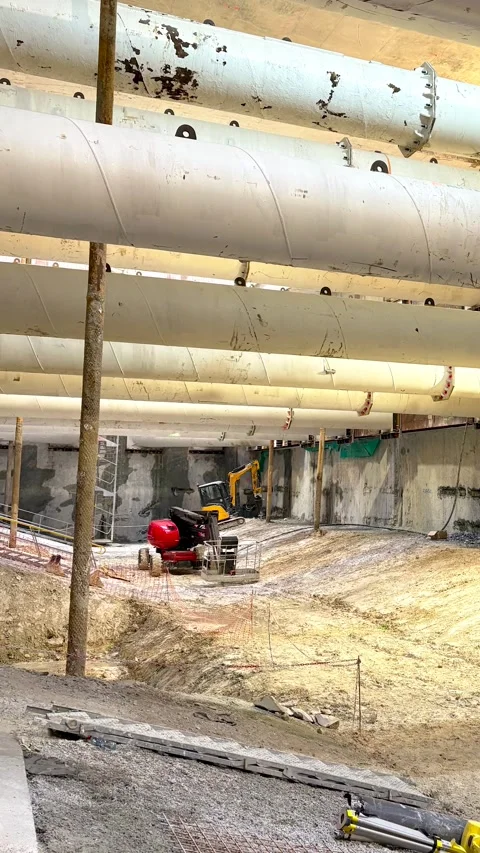Station Box Floor Preparing With Rebar In Paris Metro Wide View Stock Footage 322179770