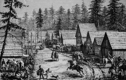 Station de cisco comte de placer,californie, les grands travaux du siecle par Stock Illustration