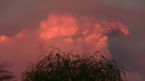 Station Fire realtime pyro-cumulus sunset Stock Footage 47687827