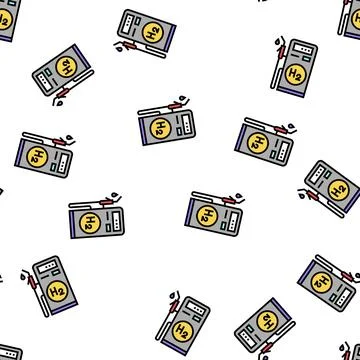 Station hydrogen vector seamless pattern Stock Illustration