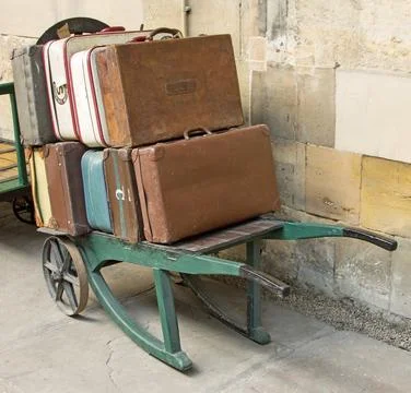 A Station  Old Fashioned Suitcases Stock Photos