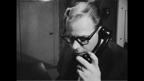 Station operator talk check connection line on telephone - 1966 Stock Footage 99098680