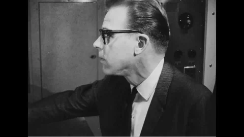 Station operator talk check connection line during conference meeting - 1966 Stock Footage 99098687