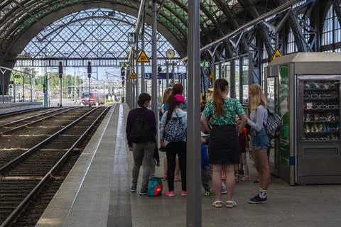 On the station platform. Stock Photos