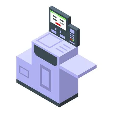 Station self service icon isometric vector. Automated monitor touch Stock Illustration