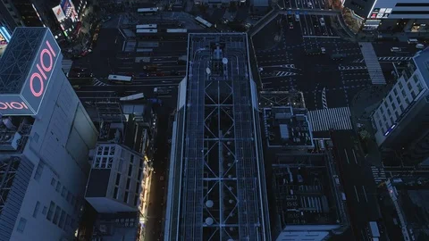 From the station square to the sky tree in the dusk of Tokyo at dusk Stock Footage 108719531