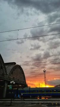 Station at sunset Stock Photos