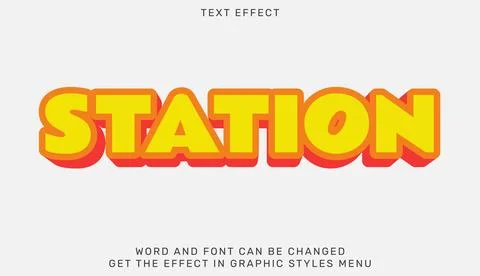Station text effect template in 3d design Stock Illustration