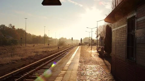 Station train backlit Stock Footage 70021978