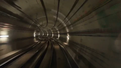 Station train tunnel speed Stock Footage 77761419