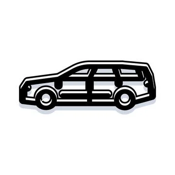 Station wagon car side view cartoon icon Stock Illustration