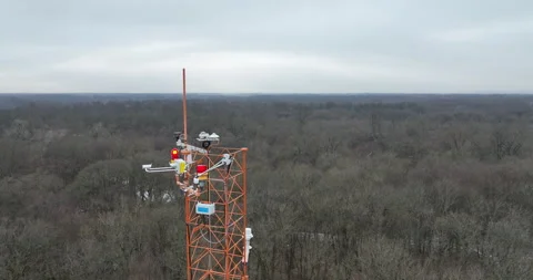 Station winter science technology snow frost snowfall eddy covariance, snowy Video stock 230752725